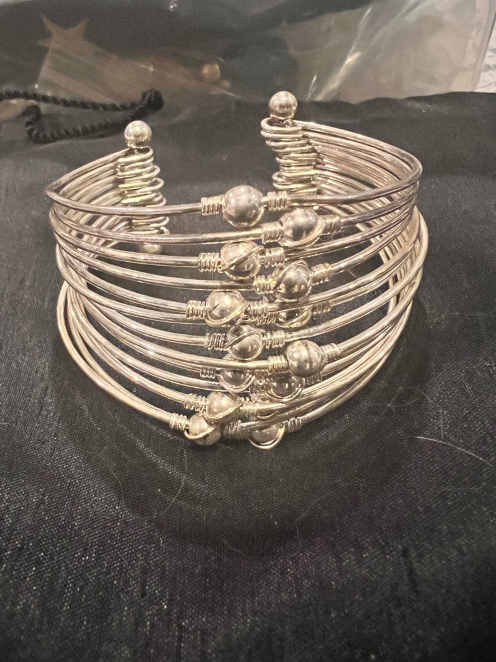 Silver Multi-Row Wire Cuff Bracelet